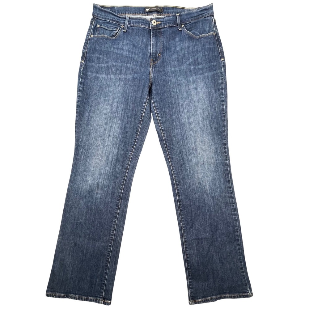Levi's Blue Jeans 505 Straight Leg Medium Wash Denim Pants Womens 14 Whiskered